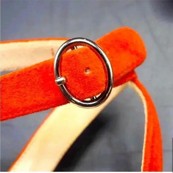 Prada Silver & Orange Leather & Suede ankle strap heels size 38 Great condition - Picture 3 of 11